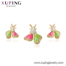 64621 Xuping import jewelry from China colorful 18k gold plated imitation jewelry set